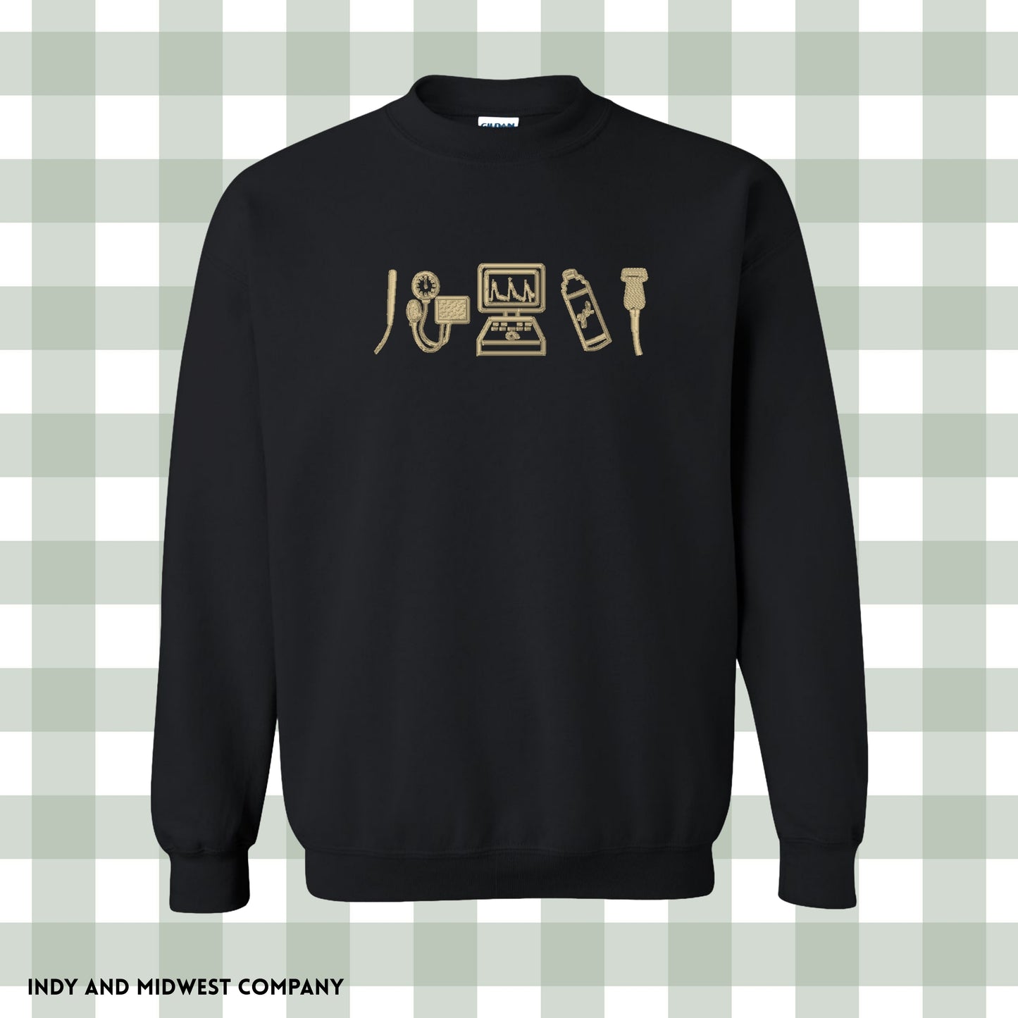 Vascular ultrasound tech Embroidered icons crewneck