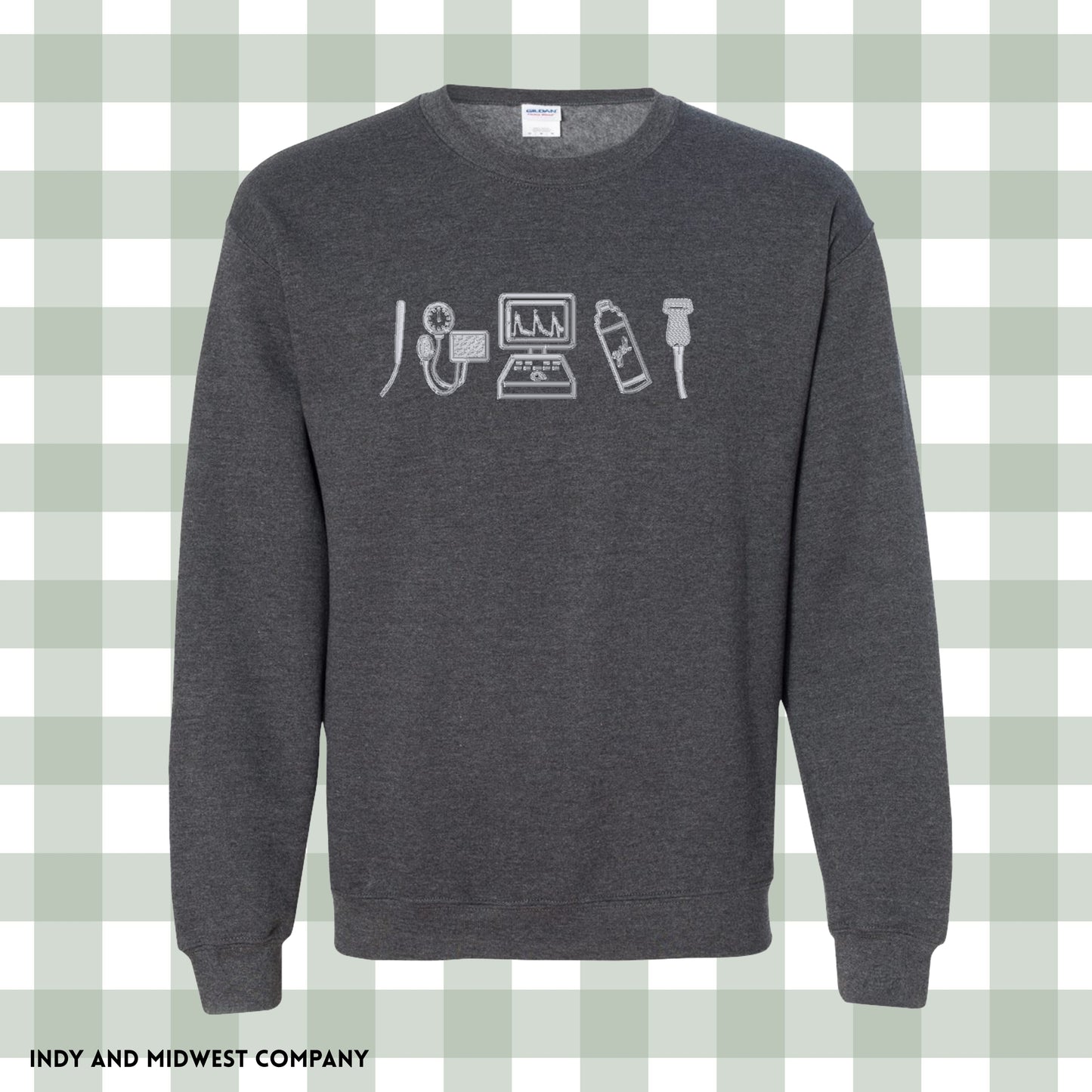 Vascular ultrasound tech Embroidered icons crewneck