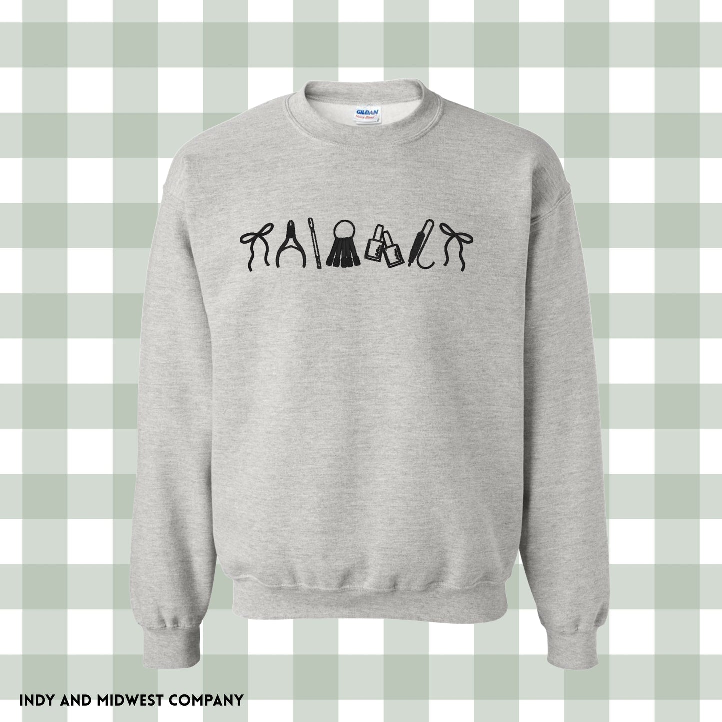Nail Tech Embroidered icons crewneck