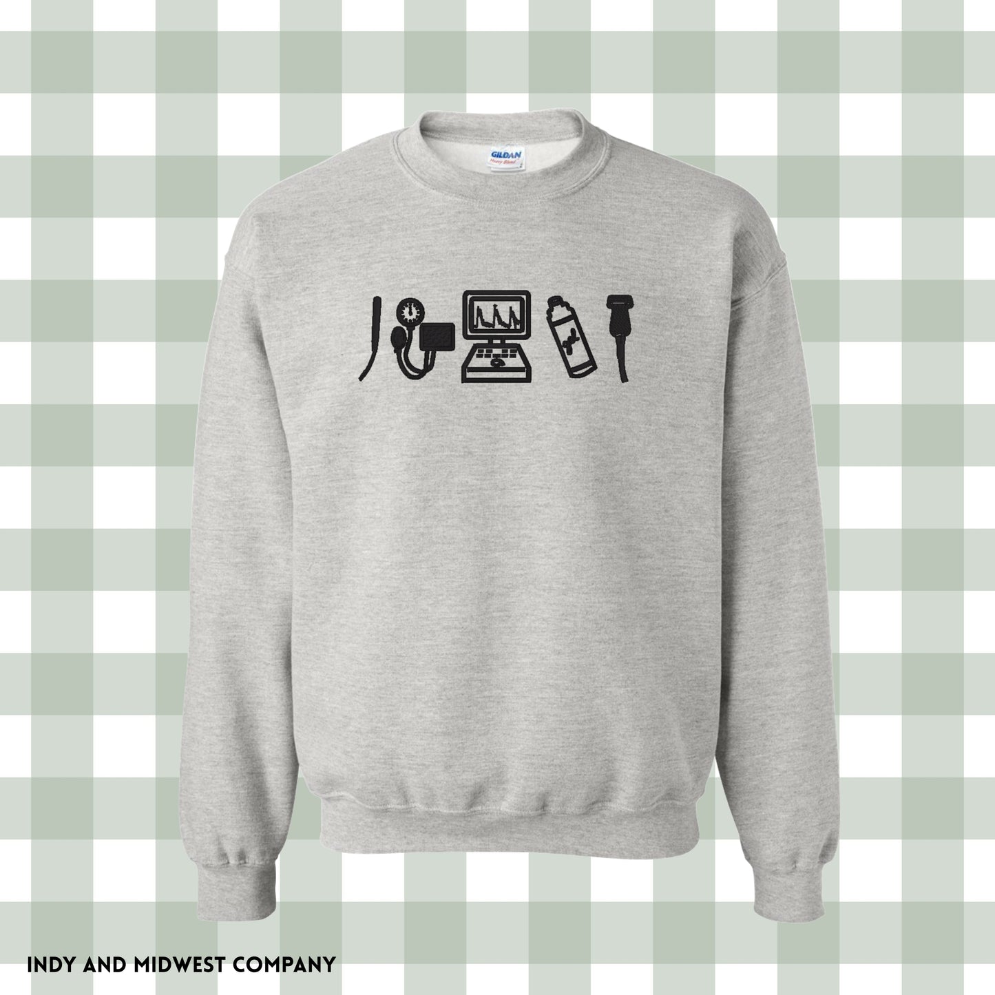 Vascular ultrasound tech Embroidered icons crewneck