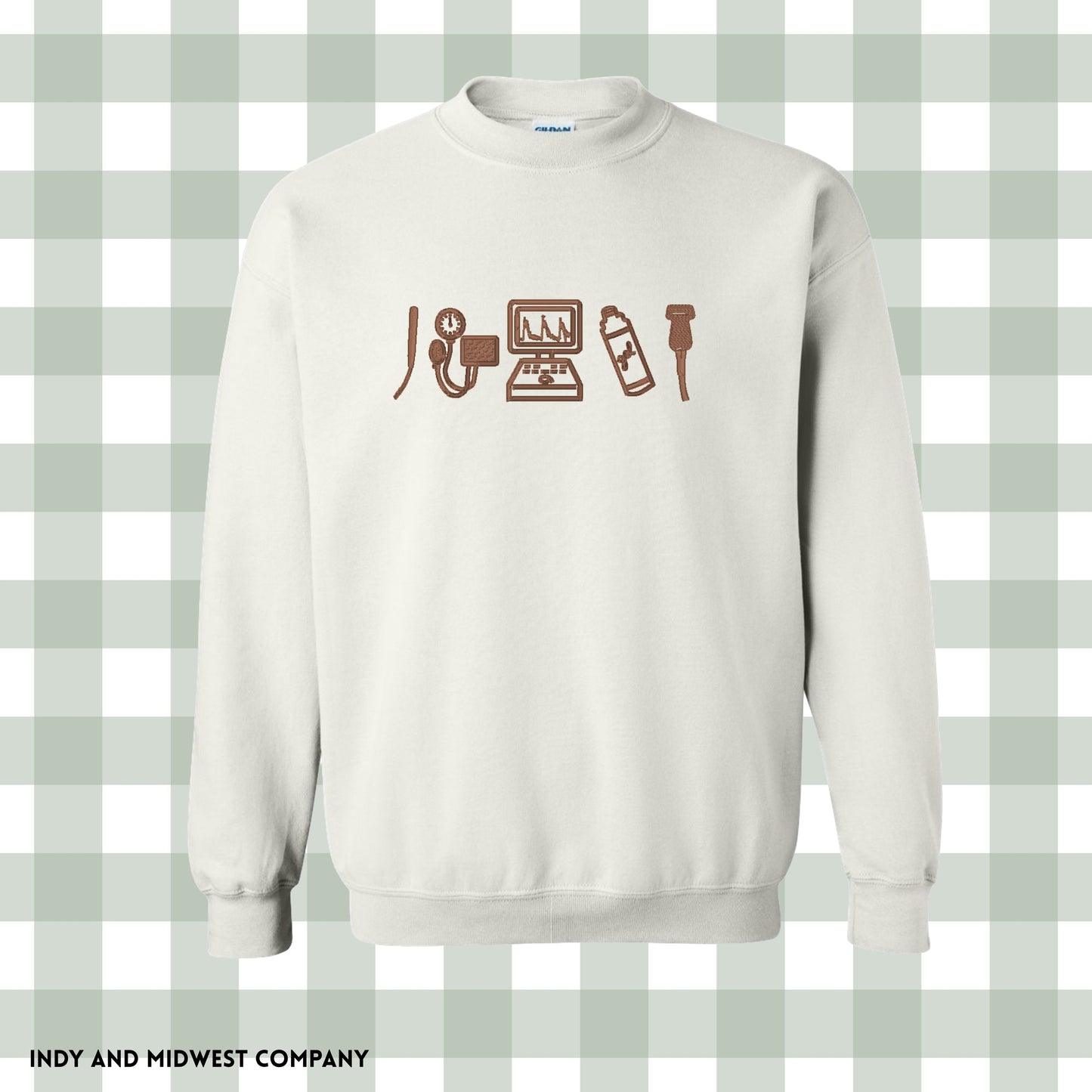 Vascular ultrasound tech Embroidered icons crewneck
