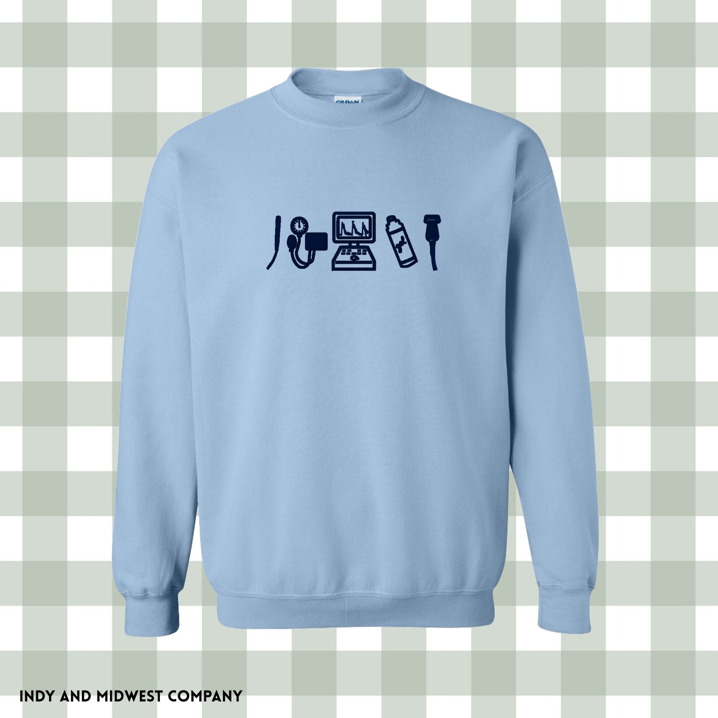 Vascular ultrasound tech Embroidered icons crewneck