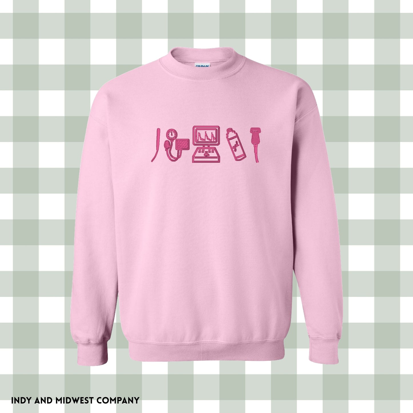 Vascular ultrasound tech Embroidered icons crewneck