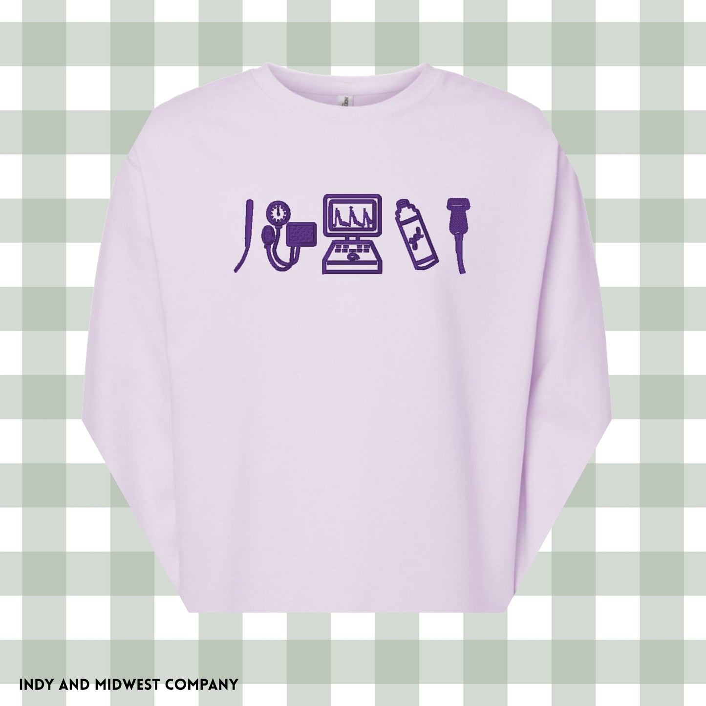 Vascular ultrasound tech Embroidered icons crewneck