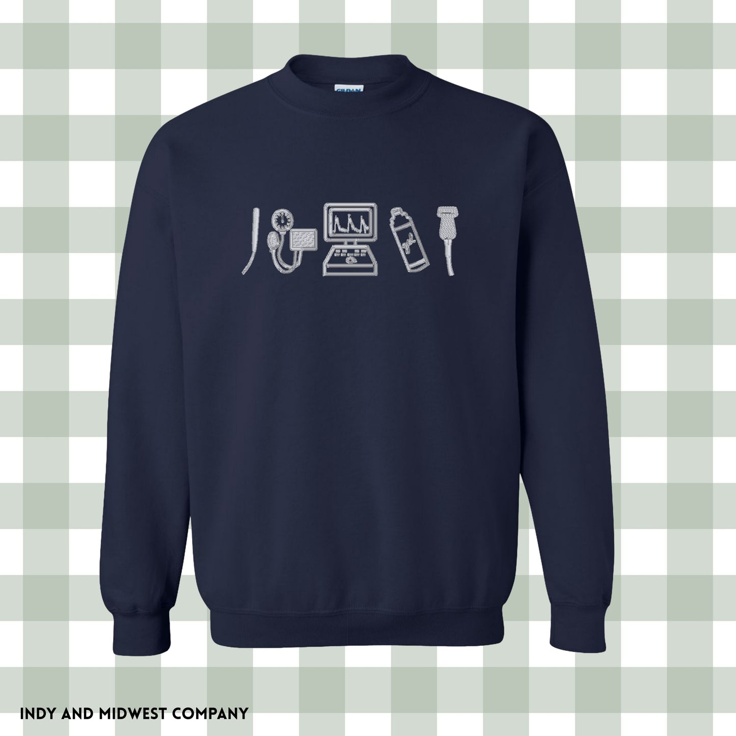 Vascular ultrasound tech Embroidered icons crewneck